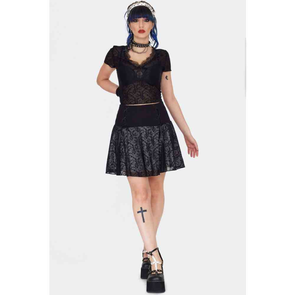 Jawbreaker - Black Lace Up Courte Jupe - Noir